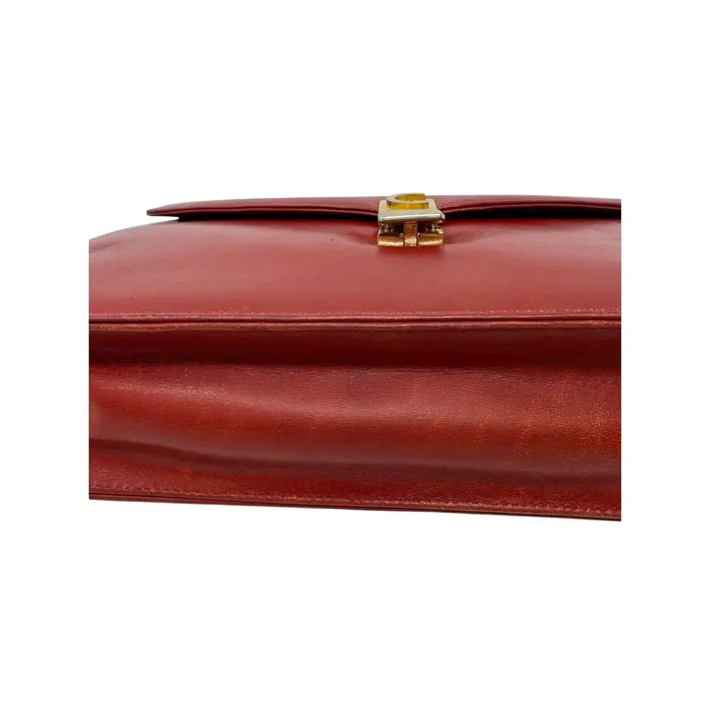 Celine Vintage Red Leather C Logo Clutch Envelope Bag
